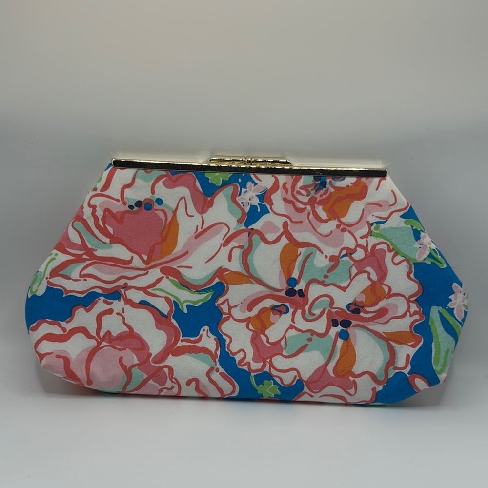 Lilly Pulitzer Print homemade Floral Clutch Bag - Pink and Blue